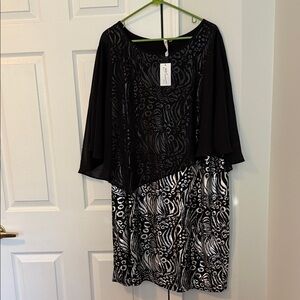 NY Collection Black and Silver Animal Print Dress